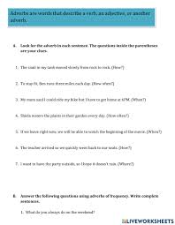 Our dad never gets off work before 6:00. Adverbs Online Pdf Worksheet