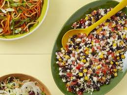 Get Tex Mex Cauliflower Rice Salad Recipe From Food Network Cauliflower Rice Salad Food Network Recipes Mexican Salad Recipes