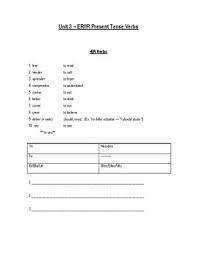 Spanish Verb Chart Er And Ir Present Tense Verbs