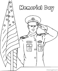 Stars and stripes coloring page. Soldier Salute On Memorial Day Coloring Page Coloringall