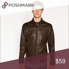 New Zara Man Brown Faux Leather Jacket Mens Jackets Leather Jacket Men Leather Jacket