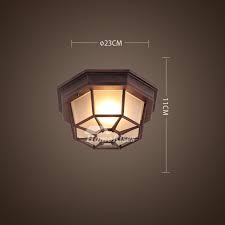 Vintage Flush Mount Ceiling Lights For Hallway Industrial Antique Kitchen Glass Shade Wrought Iron