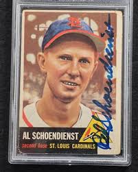 Rare 1953 AL RED SCHOENDIENST Signed Topps Card-HOF-ST. LOUIS CARDINALS-PSA 