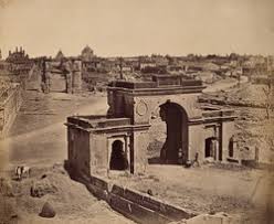 Lucknow, India: the tomb of Khursheed Zadi in the Kaiser Bagh Palace complex, showing damage done during the Indian Rebellion of 1858. Photograph by Felice Beato, ca. 1858. | Wellcome Collection