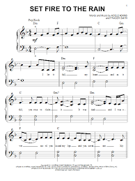 Set Fire To The Rain Sheet Music Adele Big Note Piano
