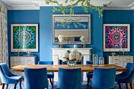 Upholstered , padded cushions keep visitors comfortable during meals, while details like nailhead trim and tapered legs draw the eye. What S Hot On Pinterest Astonishing Blue Dining Rooms Modern Dining Tables