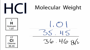 Molar Mass Molecular Weight Of Hcl Hydrochloric Acid Youtube