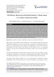 We did not find results for: Pdf Self Efficacy Depression And Suicidal Ideation A Study Among Love Failure Adolescents In India