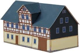 Haus aus papier basteln vorlagen dekoking diy bastelideen. Half Timbered Building Papiermodell Papierbastelbogen Bastelbogen