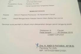 Surat Edaran Jumat Bergamis Hitam, Berawal dari Kesalahpahaman Camat  Ciputat dan Stafnya Halaman all - Kompas.com