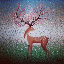 أيل بريشتي deer acrylic on canvas 60 60cm by hamza kanaan 2014 deer art painting artist hamza kanaan nature love animals art drawings moose art