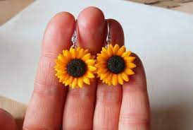 Sunflower Earrings Wedding Earrings Polymer Clay Jewelry Gift Etsy In 2021 Wedding Earrings Sunflower Earrings Polymer Clay Jewelry