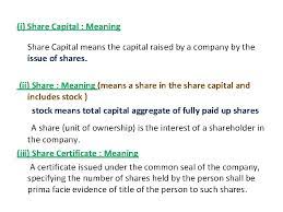 The part of the issued capital of a company that has been paid up by the shareholders. Share Capital Alteration Of Capital I Share Capital