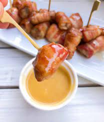 Beef tenderloin red pepper rumaki small town woman. Maple Bacon Wrapped Pork Bites With Dipping Sauce Aleka S Get Together