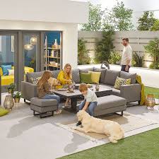 Fire house casual living carries a multitude of outdoor dining tables and chairs to match any style. Eclipse Outdoor Fabric Casual Dining Set With Stools And Rising Table The Outside Living Room
