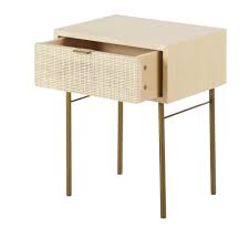 The chest is a combination of pole rattan and closed caning. Woven Rattan 1 Drawer Bedside Table Solstice Maisons Du Monde