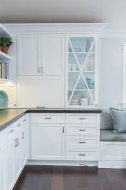 Glass Front Kitchen Cabinets With X Trim Moldings Transitional Kitchen Glass Fronted Kitchen Cabinets Kitchen Cabinets Trim Kitchen Design
