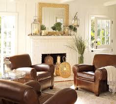 Coastal With Leather Furniture Living Room Leather Brown Living Room Pottery Barn Living Room