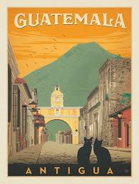 Guatemala Antigua Retro Travel Poster Vintage Travel Posters Vintage Travel