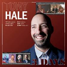 Countdown continues. Emmy-winner TONY HALE is coming to St. Augustine. Join  us for an unforgettable conversation with him about Hollywood life and  careers in comedy in Lewis Auditorium at Flagler. #tonyhale #busterbluth #
