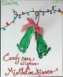 Christmas Mistletoe Footprint Art For Toddlers Mistletoe Footprint Christmas Diy Footprint Art