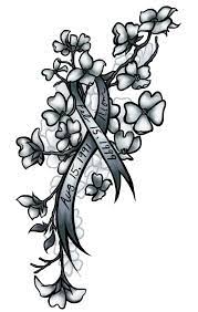 Grey ribbon temporary tattoos for brain cancer and brain tumor awareness. Green Ribbon For Liver With Cherry Blossoms Cancer Ribbon Tattoos Ribbon Tattoos Cancer Tattoos