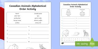 Whole class or small group. Canadian Animals Alphabetical Order Activity Ks2 Resource