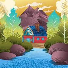 Illustration Of Summer Natural Landscape Scenery In European Scandinavian Villages Vector Illustration Of Landscape Art Art Icons Summer Icons Landscape Icon Art Icon Landscape Art Summer Icon