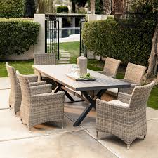 Outdoor Belham Living Bella All Weather Wicker 7 Piece Patio Dining Set Seats 6 Clearance Patio Furniture Wicker Dining Set Wicker Patio Furniture