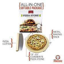 Cordierite Pizza Stone Cooking Kit With Pizza Cutter 13 Pizza Stone Cutter And Cooling Metal Rack Made For Oven And Cooking Stone Cooking Kit Pizza Stone
