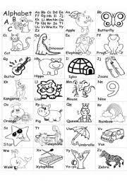 Black and white printable version of the alphabet with images and movements. Alphabet Esl Worksheet By Sue