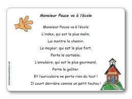 Comptine Monsieur Pouce Va A L Ecole Paroles Illustrees A Imprimer Monsieur Pouce Va A L Ecole Comptine Monsieur Pouce Comptines Comptine Maternelle Rentree