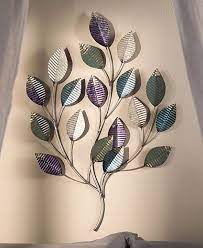 metal tree wall sculpture leaf art home decor lilac silver leaves ikea fake hanging plant