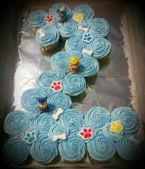 Birthday Cupcake Cake Ideas For Boys Paw Patrol Pull Apart Cupcake Cake In Shape Of Number 2 Paws And Bones I Made From Birthday Cupcakes Decoration Paw Patrol Birthday Cake Birthday Cupcakes Boy