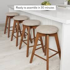 Nathan James Amalia 26 In Natural Wheat Brown Backless Counter Height 360 Swivel Upholstered Seat Solid Wood Kitchen Bar Stool 23401 The Home Depot In 2020 Solid Wood Kitchens Counter Stools Upholstered Seating