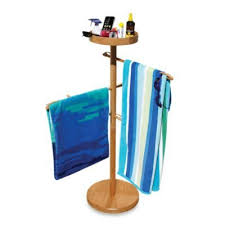 Deluxe Wood Towel Valet With 3 Towel Bars Bed Bath And Beyond Pool Towels Towel Bar