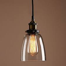 Retro Vintage Industrial Pendant Light Ceiling Lamp Bell Glass Shade Edison Bulb Ceiling Pendant Lights Industrial Pendant Lights Bulb