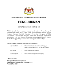 Sila layari portal rasmi suruhanjaya. Portal Rasmi Suruhanjaya Perkhidmatan Pendidikan Notis Pemakluman Operasi Suruhanjaya Perkhidmatan Pelajaran Spp
