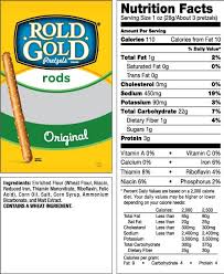 Image Result For Rold Gold Pretzel Sticks Nutrition Label Nutrition Labels Nutrition Facts Nutrition