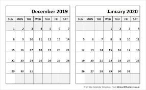 Dec 2019 Jan 2020 Calendar Template Calendar Template 2018 Calendar Template Calendar Printables