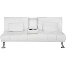 Buy products such as dhp vermont metal futon frame, dhp henley metal arm futon frame, black metal at walmart and save. Luxurygoods Modern Faux Leather Reclining Futon With Cupholders And Pillows White Walmart Com In 2021 White Leather Couch Leather Futon Futon Sofa Bed
