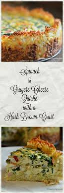 Spinach And Gruyere Cheese Quiche With A Hash Brown Crust Recipe Quiche Recipes Breakfast Brunch Recipes Recipes