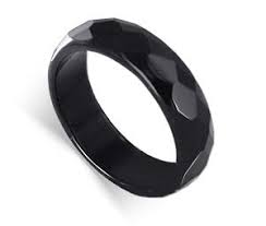 Simulated Dyed Black Agate 6mm Wide Faceted Band In 2021 Onyx Colour Diamond White Wedding Bands For Him