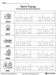 Word Tracing Ed Words Handwriting Worksheets For Kids Word Family Worksheets Tracing Worksheets