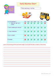 Daily Routine Chart English Esl Worksheets