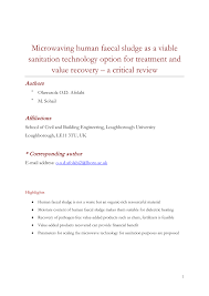 Treatment of human waste in a biodigester. Pdf Microwaving Human Faecal Sludge As A Viable Sanitation Technology Option For Treatment And Value Recovery A Critical Review