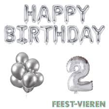2 Jaar Verjaardag Versiering Ballon Pakket Zilver