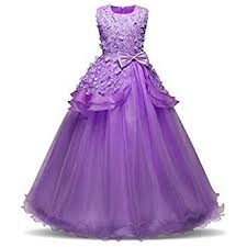 Nnjxd Girl Sleeveless Embroidery Princess Pageant Dresses Prom Ball Gown Size 150 9 10 Years Purple Girls Party Dress Kids Party Dresses Kids Dress