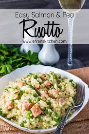 Easy Salmon And Pea Risotto Recipe Easy Risotto Risotto Recipes Salmon Risotto