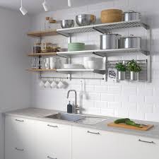 You can hang this chrome rack under a shelf and fill it with wine glasses. Kungsfors Susp Rail Shelf Rail Wall Grid Stainless Steel Ash Veneer Ikea